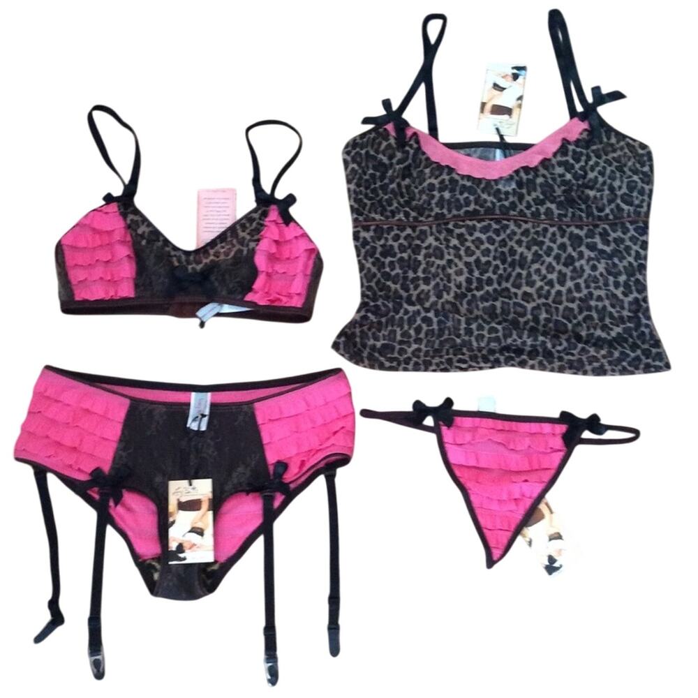 NWT Bra Lucy B Cabaret Pink Cheetah Print Soft Bra